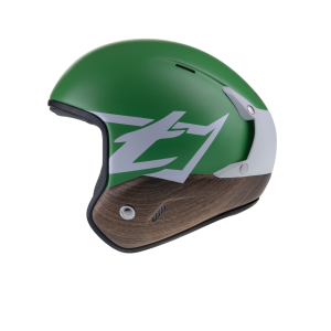 Tonfly Ice Multi Sport Open Face Helmet, color green. Shown from the side