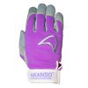 Akando Ultimate Gloves with purple top and grey leather bottom. Shown from the top