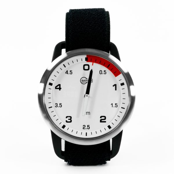 BARIGO ALTIMETER 5.000 M, White dial and silver case. Velcro Mounting