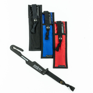 PG black jack knifes. Black knife and black, blue and red pouch