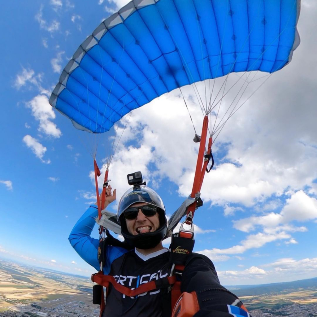 JYRO Crossfire 3 Main Canopy. Shown from the bottom while flying from pilot perspective