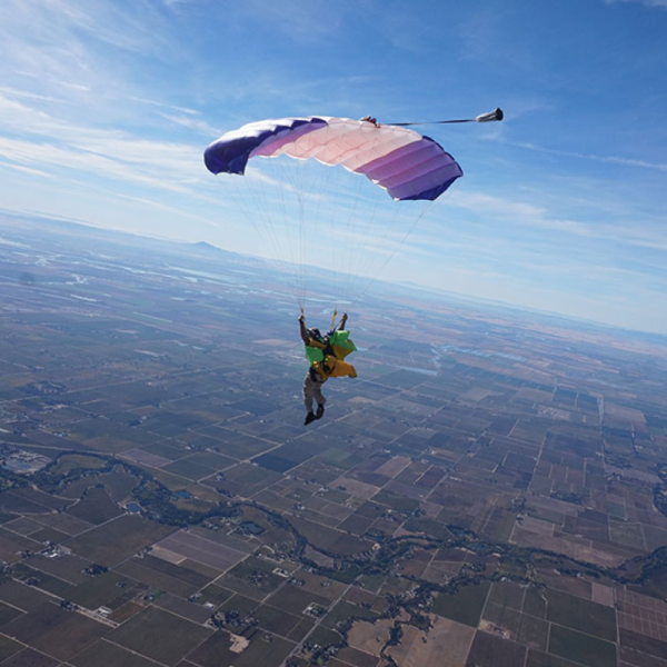 Icarus World Om-7 main canopy. Shown from the side during flight