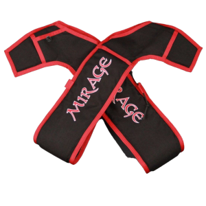 Replacement straight leg pads from mirage, Black and red with logo on top