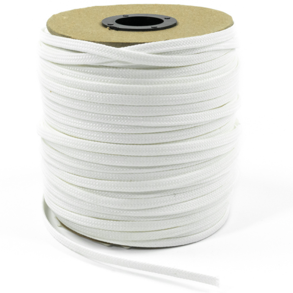 Roll of white flat braided dacron line with 600lb tensile strenght