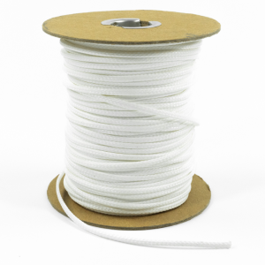 Roll of white round braided dacron line with 600lb tensile strenght