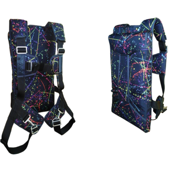 Para-Phernalia Micro Softie Complete with conventional harness. Shown from the front and back