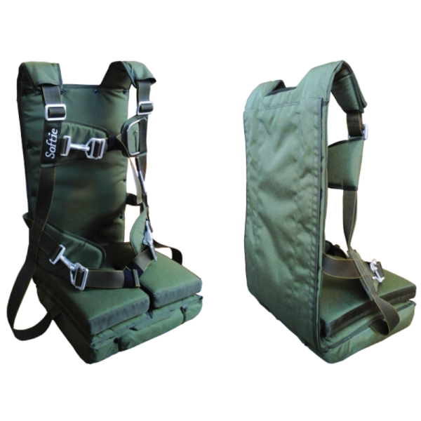 Para-Phernalia Seat Softie Complete with conventional harness. Shown from the front and back