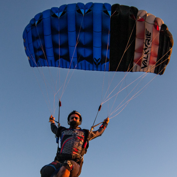 Performance Designs Valkyrie Hybrid canopy. Shown from the bottom during flight