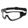 Kroops Arch skydiving goggles with clear lens, black frame and black strap