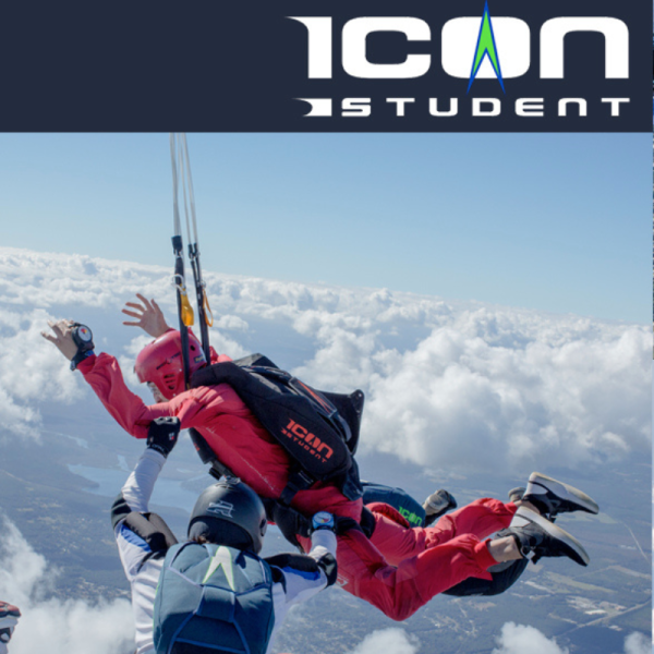 Photo of Icon Student container, showing student while flying