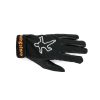 Wingstore Skydiving Gloves, all black with white and orange logo on top. Shown from the top