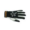 Wingstore Skydiving Gloves, black top and white leather bottom with white and orange logo on top. Shown from the top