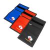 Wingstore Wallets. Three colors: black, red and blue. Shown from the top