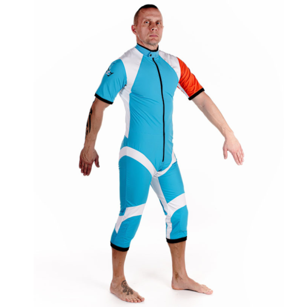 Tonfly Classic TS Suit. Shown on a model from the side