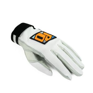White performance designs gloves with logo on top