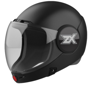 Parasport Italia ZX IAS Fullface helmet with an altimeter installed inside of it. Shown from the front with closed visor. Black color