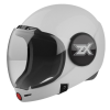 Parasport Italia ZX IAS Fullface helmet with an altimeter installed inside of it. Shown from the front with closed visor. White color
