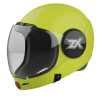Parasport Italia ZX IAS Fullface helmet with an altimeter installed inside of it. Shown from the front with closed visor. Yellow color