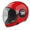 Parasport Italia ZX IAS Fullface helmet with an altimeter installed inside of it. Shown from the front with closed visor. Red color