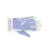 Akando Classic gloves with purple top, and white leather bottom. Shown from the top