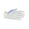 Akando Classic gloves with purple top, and white leather bottom. Shown from the bottom