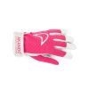 Akando Classic gloves with pink top, and white leather bottom. Shown from the top