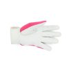 Akando Classic gloves with pink top, and white leather bottom. Shown from the bottom