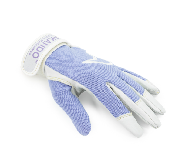 Akando classic gloves with white leather and purple top.