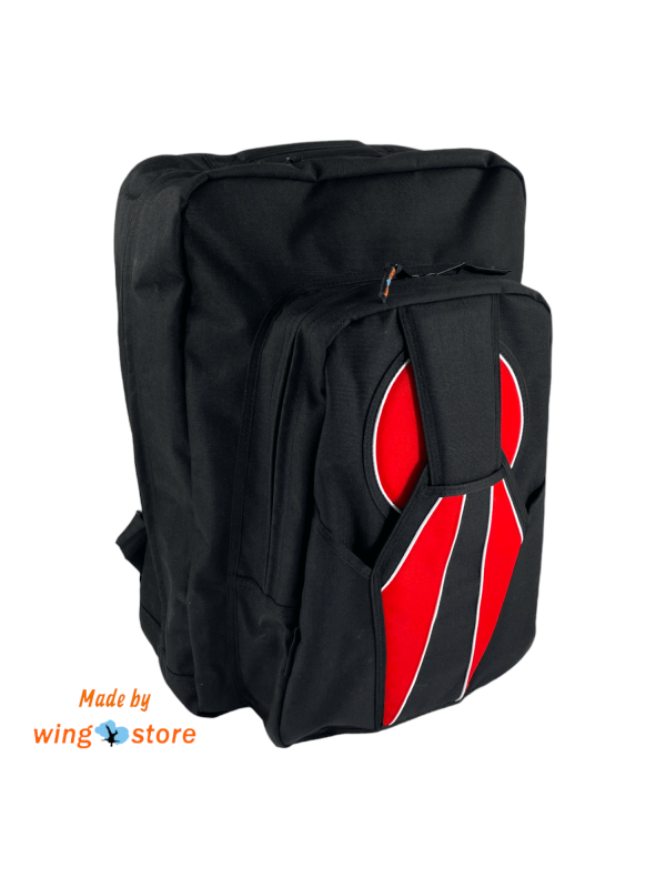 Wingstore Javelin Gear Bag made from black cordura with red inserts and white pipings
