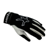 Wingstore gloves with white leather on the bottom part. It has logo of a jumper and name of company on the fastener.
