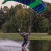 Aerodyne Karma in blue and green coloring. Shown while swooping from the front.
