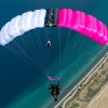 Lazy Lover Student Canopy made by JYRO shown from the top while flying. Color: white, black and pink