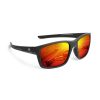 Birdz Alpha Omega 4 Sunglasses with black frame and orange lenses. Alpha Omega Logo is printed on the side of the frame