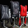 3 Wingman Rescue Parachutes on the stands. Mini (red color), Standard (Black Color) and Long (Cryptek)