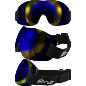 Birdz Starling Goggles, with Blue Revo lenses. Picture shows them from 3 angles
