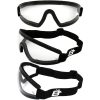 Birdz Wren Goggles, with clear lenses. Picture shows them from 3 angles