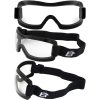 Birdz Wren Goggles, with Clear lenses. Picture shows them from 3 angles