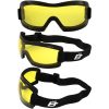 Birdz Wren Goggles, with Yellow lenses. Picture shows them from 3 angles