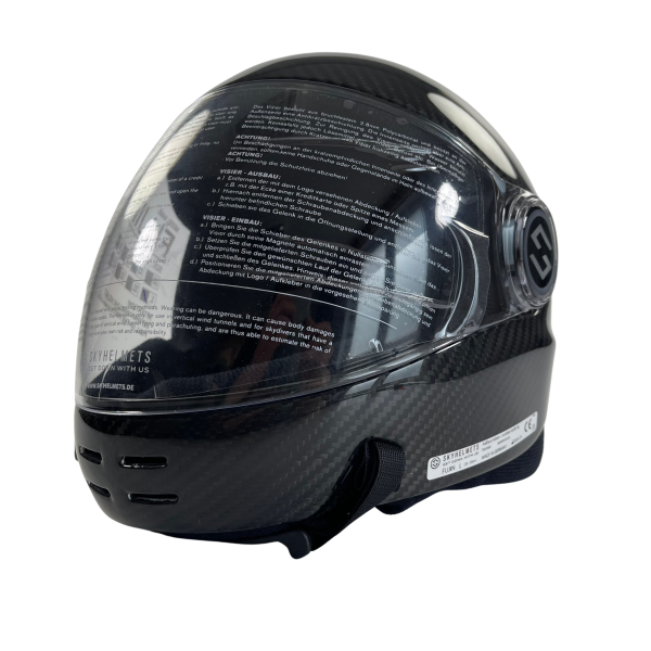 Skyhelmets Fujin fullface helmet, black carbon color. Shown from the front