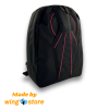 Wingstore black backpack with pink pipings. Made from genuine Cordura. Shown from the front.